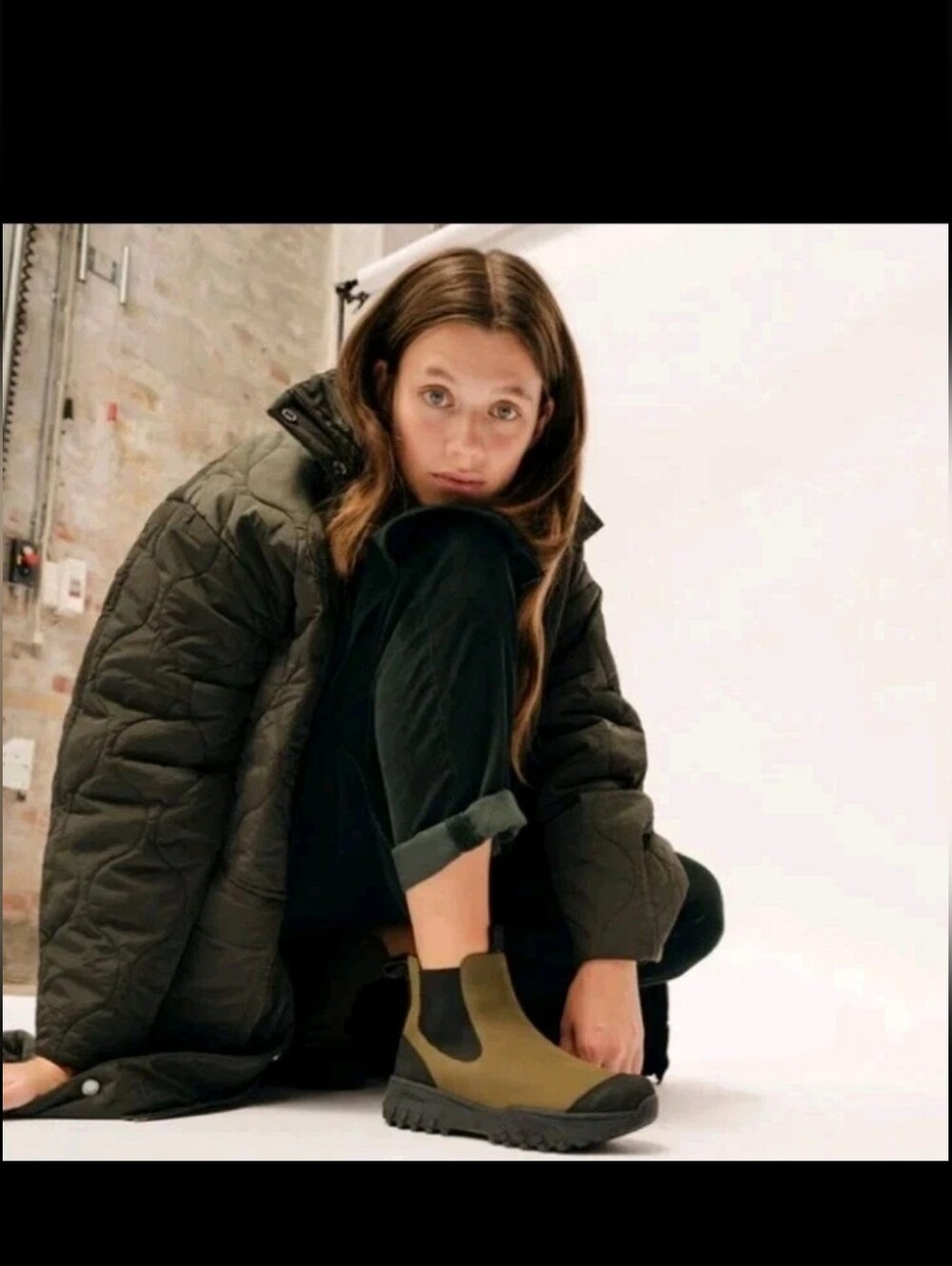 WODEN Magda Track Waterproof Rubber Boot in Dark Olive & Black 38 6.5 - 7